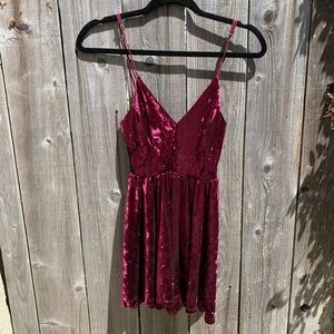 Velvet Burgundy Romper
